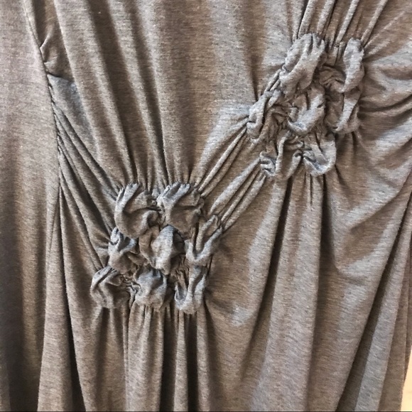 B’leev grey ruched stretchy cotton dress flowers - Picture 6 of 7